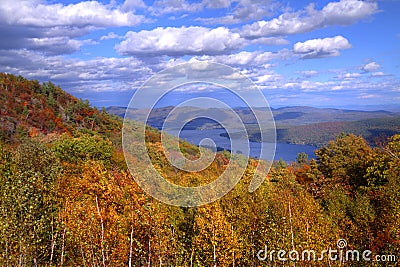 NY in autumn from the top of Prospect Mountain, Adirondack State Park