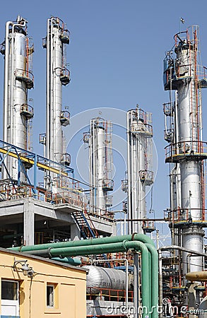 View of oil petrochemical refinery pipes