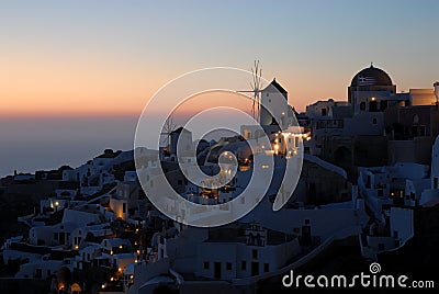 View over Oia at dusk, Greece
