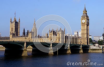 View over the thames to houses of parliament,london