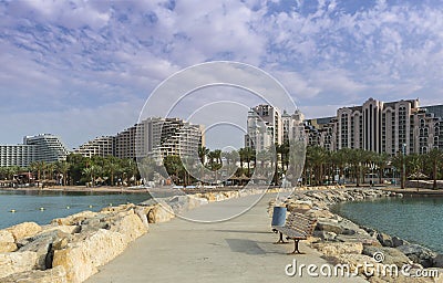 View on the Red sea and hotels of Eilat, Israel