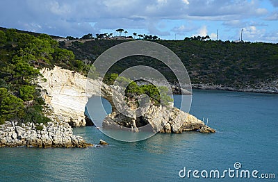 View of the rock window near Vieste