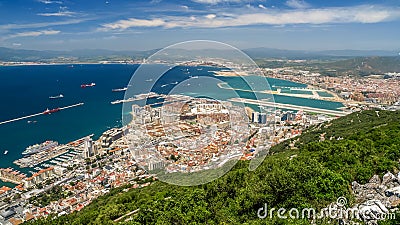 View of the sea and the city of gibraltar