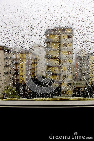 View from the window while is raining, sad mood