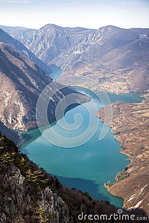 Viewpoint Banjska rock at Tara mountain looking down to Canyon of Drina river, west Serbia