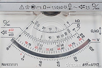 Vintage analog multimetr scale
