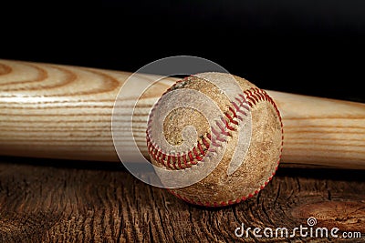 Vintage Baseball with Wood Bat