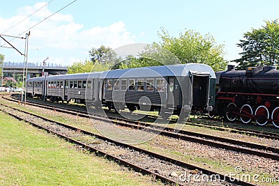 Vintage black steam powered railway train