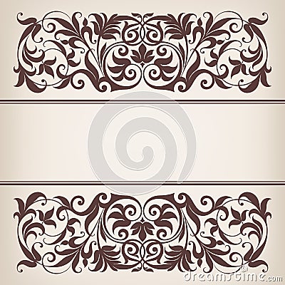 Vintage border frame decorative ornate calligraphy vector