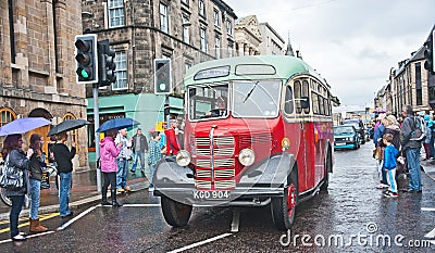 Vintage bus in High Street, Inverness