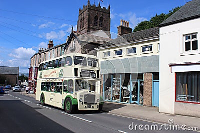 Vintage bus Market street, Kirkby Stephen, Cumbria
