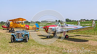 Vintage car and airplanes