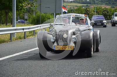 Vintage car on the roads of Navarre