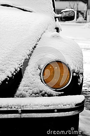 Vintage car in winter