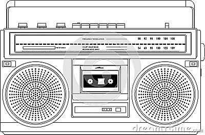 Vintage cassette recorder, ghetto blaster boombox