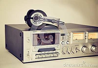 Vintage cassette stereo tape deck recorder