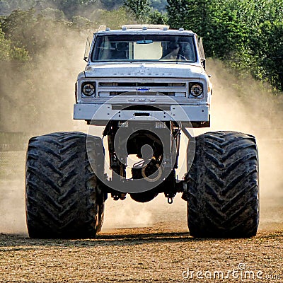 Vintage Chevrolet Monster Truck Racing in Dust
