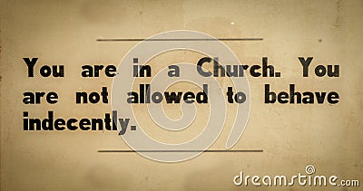 Vintage Church Rules Sign