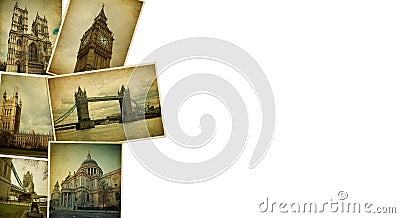 Vintage collage. London travel Blank.