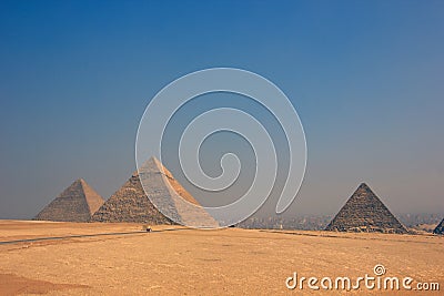 Vintage color images of Giza pyramids in Egypt