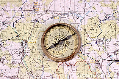 Vintage Compass on the Map