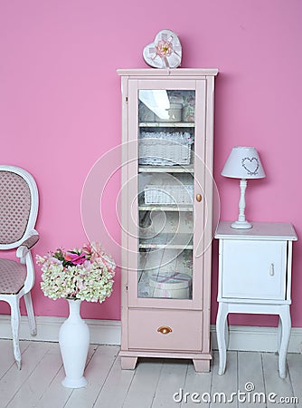 Vintage corner of the bedroom with flowers