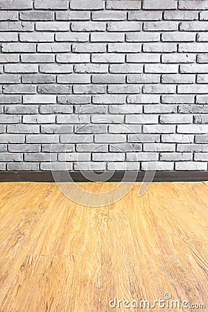 Vintage Empty interior perspective with brick wall and wood parq