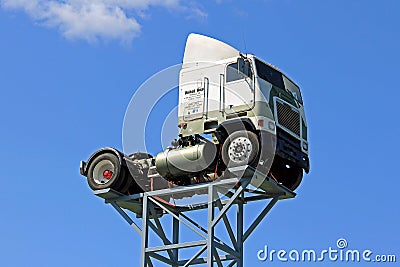 Vintage Freightliner Truck up against Blue Sky