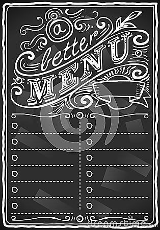 Vintage graphic blackboard menu for bar or restaurant