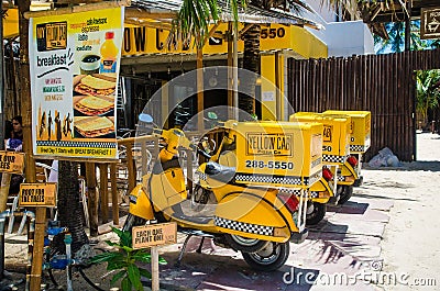 Vintage Looking Yellow Cab Delivery Bikes
