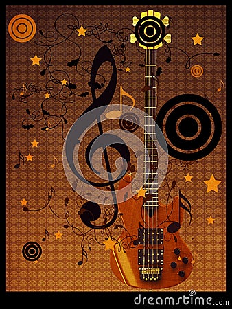 Vintage music guitar background