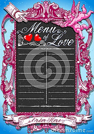 Vintage Pink Blackboard for Valentine ’s Menu