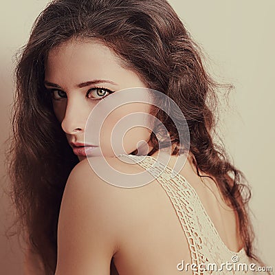 Vintage portrait of alluring beautiful young woman