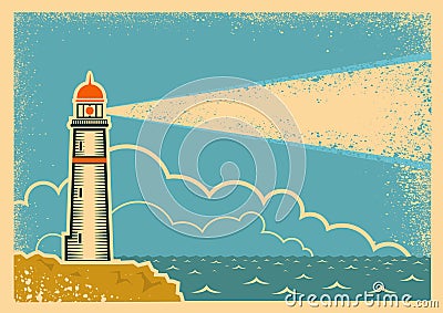 Vintage Poster with Lighthouse