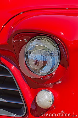 Vintage Red American Truck Headlights