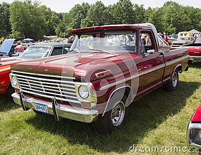 Vintage Red Ford F100 Pickup Truck