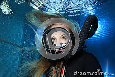 Vintage scuba woman