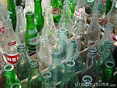 Vintage Soda Bottles for Sale at a Flea Market