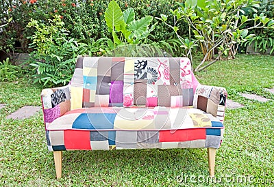 Vintage sofa in the garden