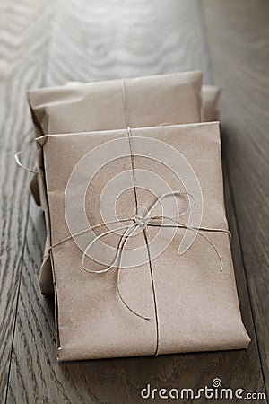 Vintage style parcels wrapped with rope