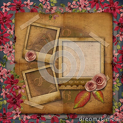Vintage texture background with ribbon embroidery