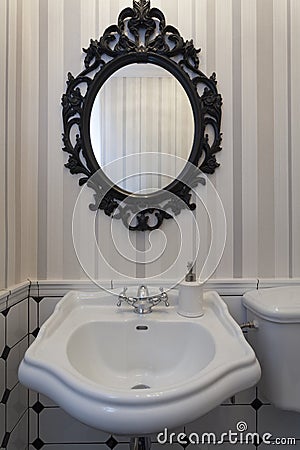 Vintage toilet with a mirror