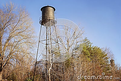Vintage water towers among trees