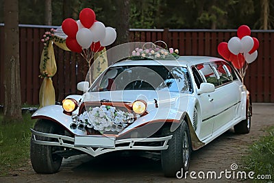 Vintage wedding car decorated