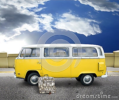 Vintage yellow van