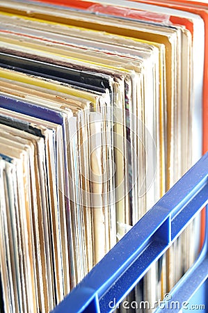 Vinyl LP Record Collection in Crate