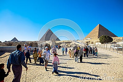 Visitors at The Great Pyramids of Giza, Cairo, Egypt