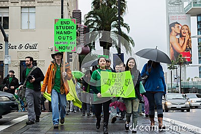 Visual effects artists protest during Academy Awards