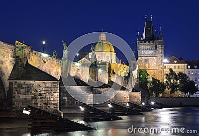 Vltava river, Charles Bridge and Old Town Bridge Tower