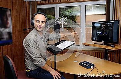 Voice Actor in Recording Studio